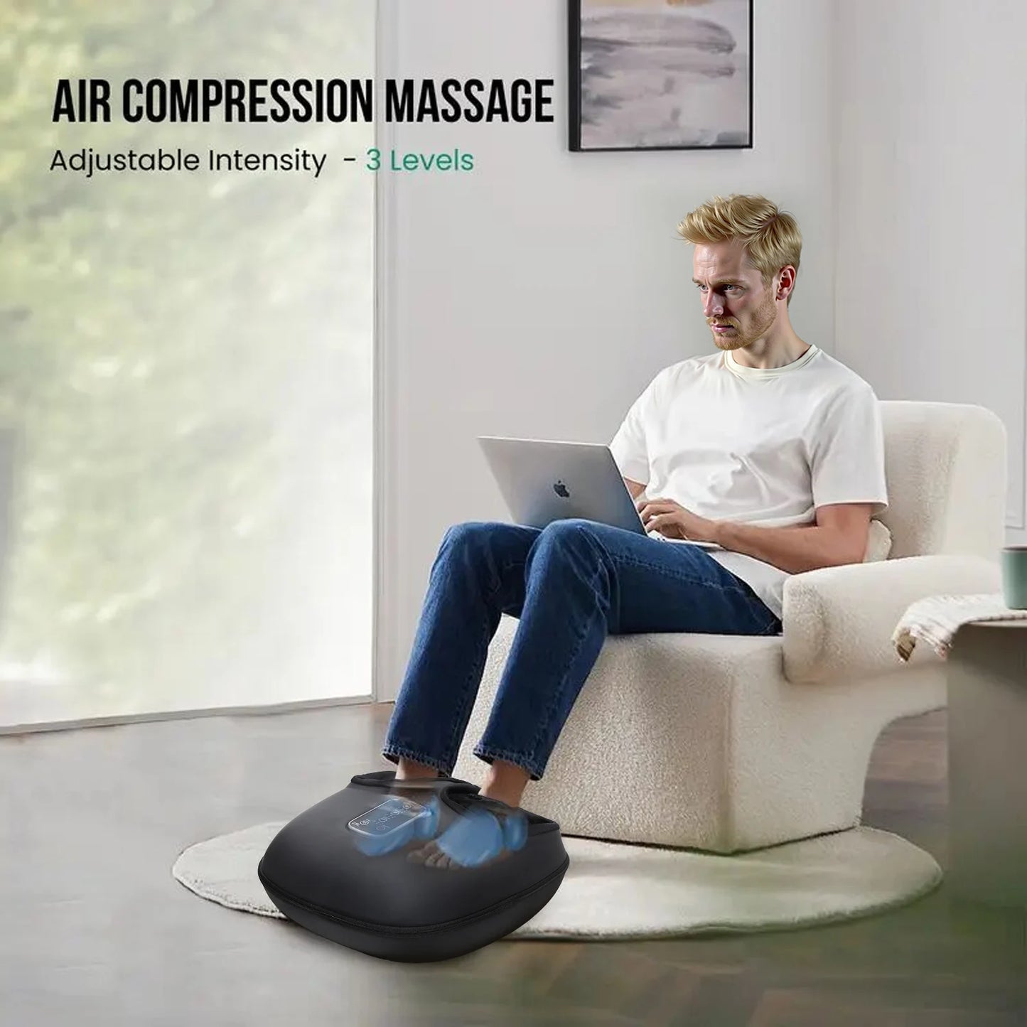 Automatic Foot Massage Machine with Fully Wrapped Rollers Sole Kneading Airbag Pressing Relaxation Foot Massager,Best Gift for Women Mental