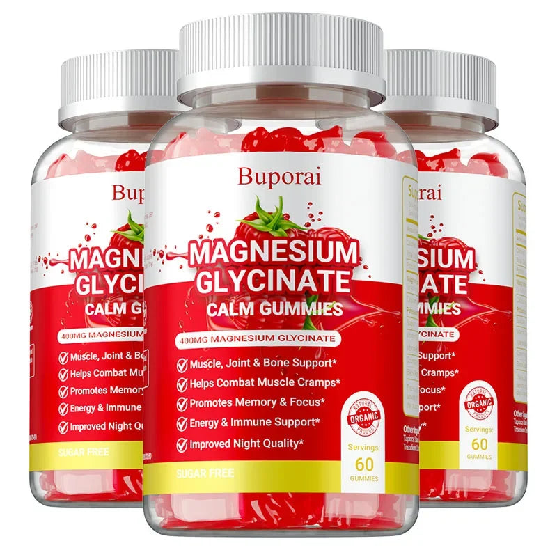 Magnesium Glycinate Gummies - Improve Sleep, Promote Physical and Mental Relaxation, and Reduce Leg Cramps and Muscle Pain