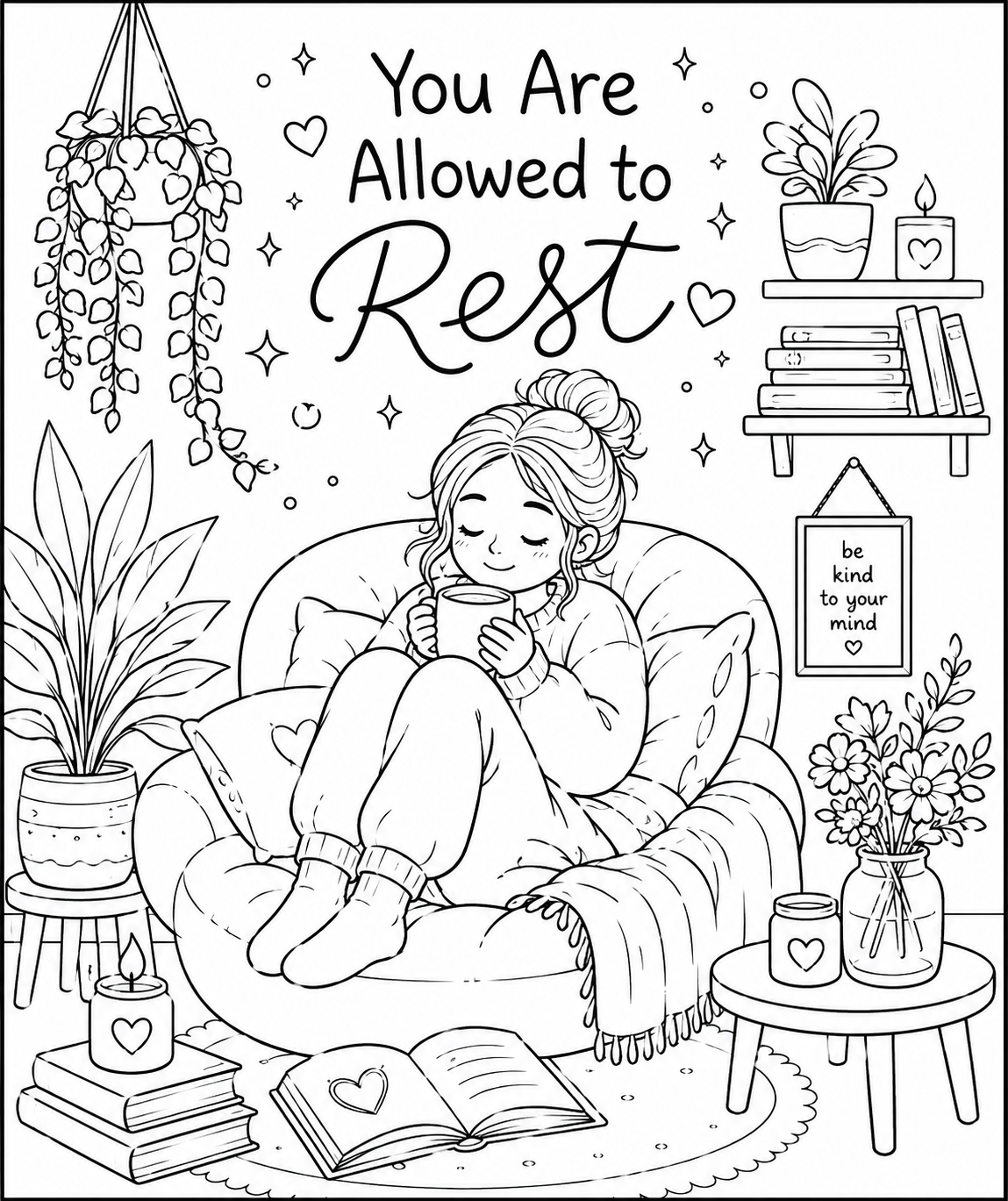 A Little Space for You: A Mental Health Coloring Book 7 pages V1 (Digital copy)